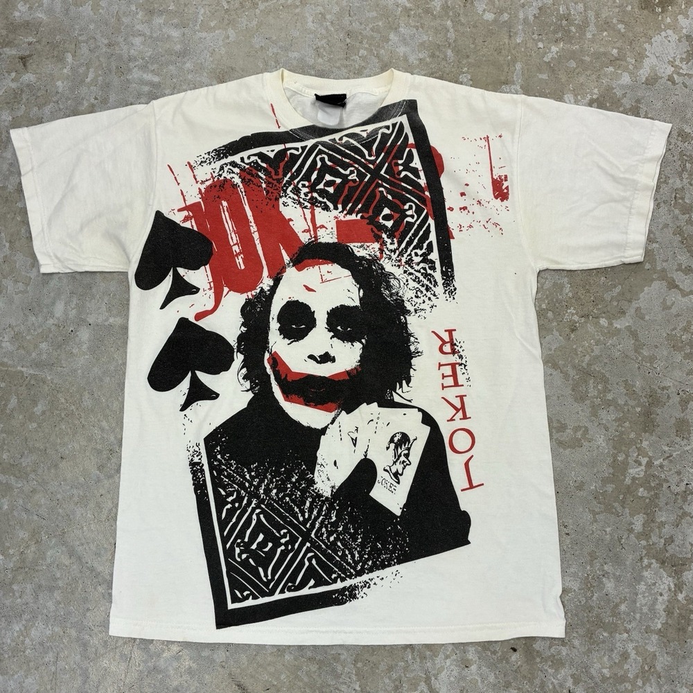 Vintage Batman The Dark Knight Shirt Mens Medium White Joker Movie Promo 2008